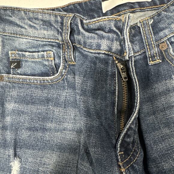 KanCan Women's Distressed Mid Rise Skinny Jeans Size 26 Denim Raw Hem Destroyed - Picture 5 of 15